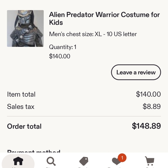 Alien Predator Warrior Costume BOYS 9/10 - Black and Silver - Picture 14 of 14